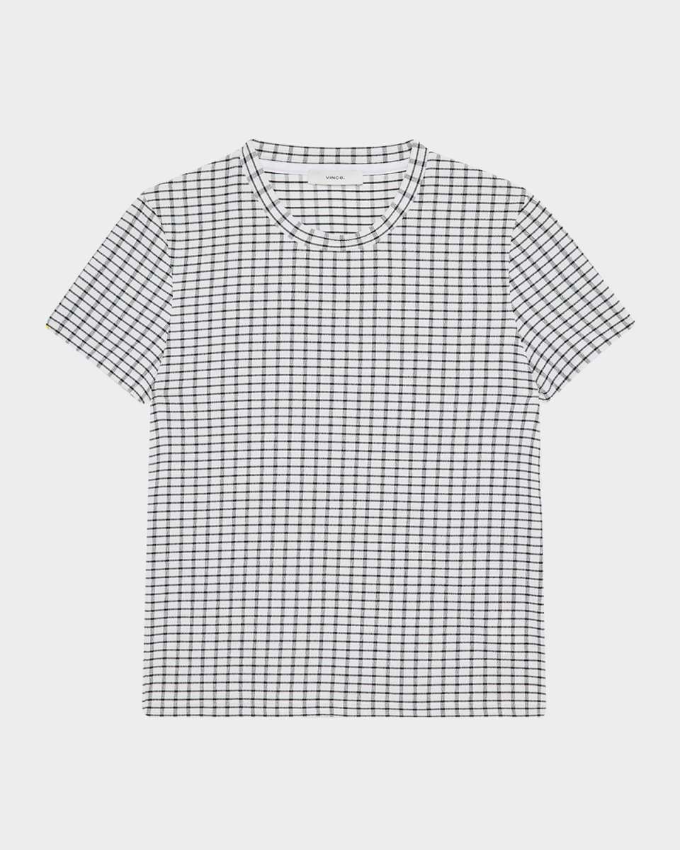 Check Short-Sleeve Crewneck Top